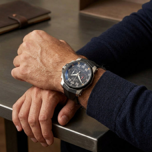 Ανδρικό Ρολόι Corum Admiral’s Cup Leap Second Μαύρο με Καουτσούκ Λουράκι