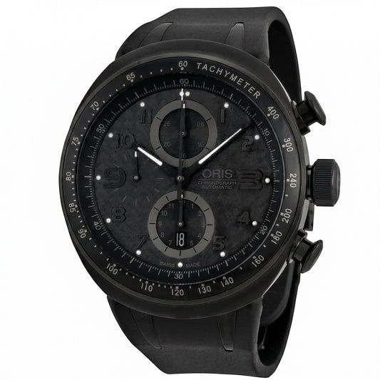 Ανδρικό Ρολόι Oris Chronograph Automatic Μαύρο με Rubber Λουράκι