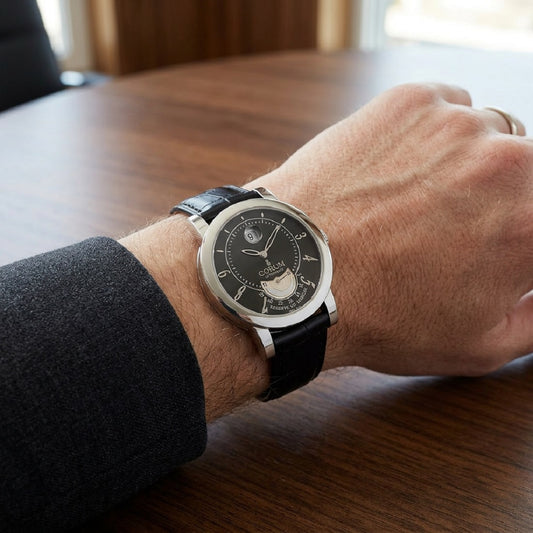 Ανδρικό Ρολόι Corum Automatic Μαύρο με Power Reserve και Δερμάτινο Λουράκι