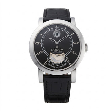 Ανδρικό Ρολόι Corum Automatic Μαύρο με Power Reserve και Δερμάτινο Λουράκι