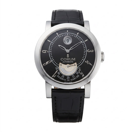Ανδρικό Ρολόι Corum Automatic Μαύρο με Power Reserve και Δερμάτινο Λουράκι