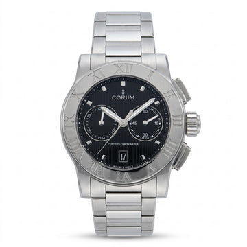 Ανδρικό Ρολόι Corum Romvlvs Chronograph Ασημί με Μαύρο Καντράν και Μεταλλικό Μπρασελέ