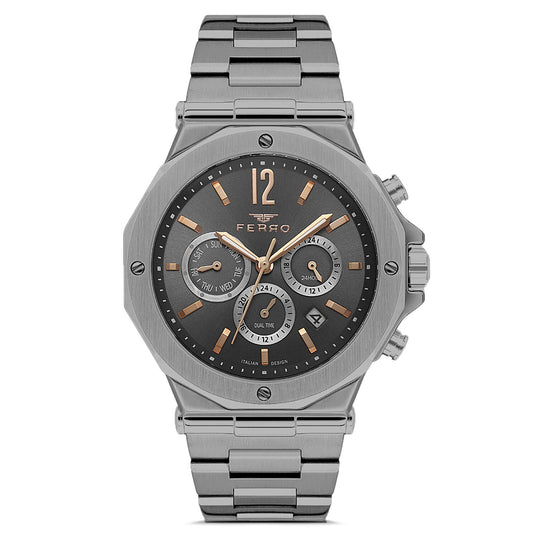 Ferro Multifunction Charcoal  Stainless Steel Bracelet