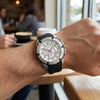 Ανδρικό Ρολόι Elgin Chronograph Silver Tone με Μαύρο Rubber Λουράκι
