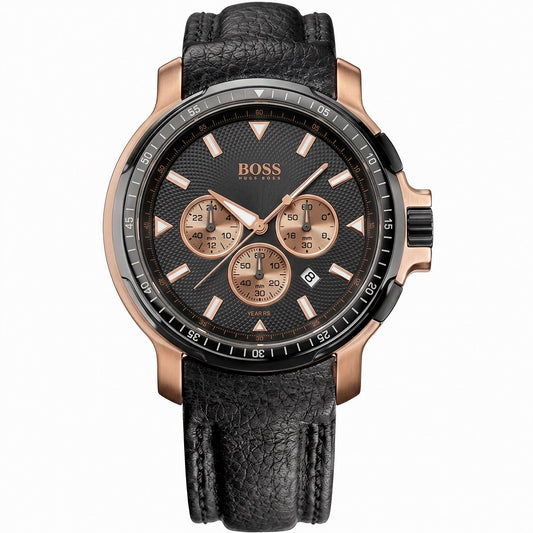 Ανδρικό Χρονογράφος Ρολόι Hugo Boss Μαύρο με Rose Gold Κάσα