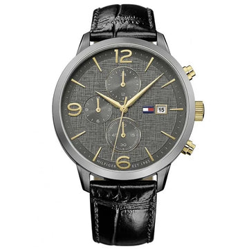 Tommy Hilfiger Liam Dual Time Black Leather Strap