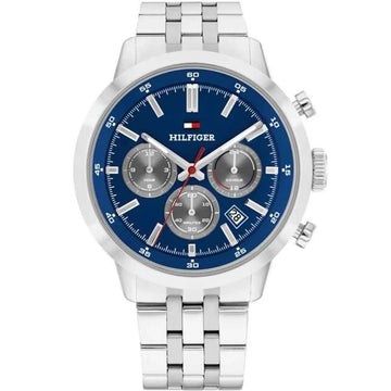 Ανδρικό Ρολόι Χρονογράφος Tommy Hilfiger με Μπλε Καντράν & Ατσάλινο Μπρασελέ