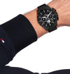 Ανδρικό Ρολόι Χρονογράφος Tommy Hilfiger Μαύρο με Tachymeter & Ατσάλινο Μπρασελέ