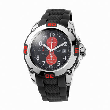 Ανδρικό Ρολόι Elgin Chronograph Μαύρο με Κόκκινες Λεπτομέρειες