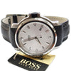 Ανδρικό Ρολόι BOSS Hugo Boss Ασημί με Μαύρο Δερμάτινο Λουράκι