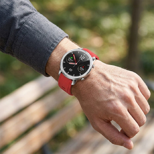 Ρολόι Smartwatch DAS.4  Ανδρικό Ασημί με Μαύρη Οθόνη και Κόκκινο Λουράκι Σιλικόνης 203070062