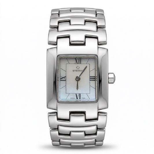 Γυναικείο Ρολόι Eterna Swiss Made με Ασημί Μπρασελέ και Mother of Pearl Καντράν