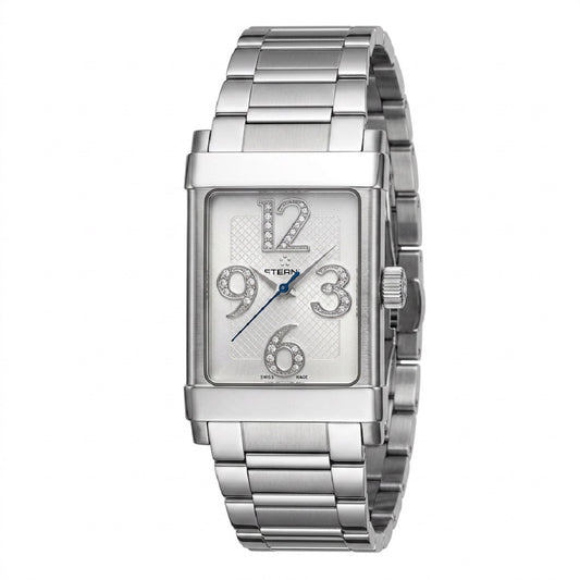Γυναικείο Eterna Swiss Made Ρολόι με Brilliant Πέτρες και Ατσάλινο Μπρασελέ