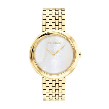 Calvin Klein Twisted Bezel Gold Stainless Steel Bracelet