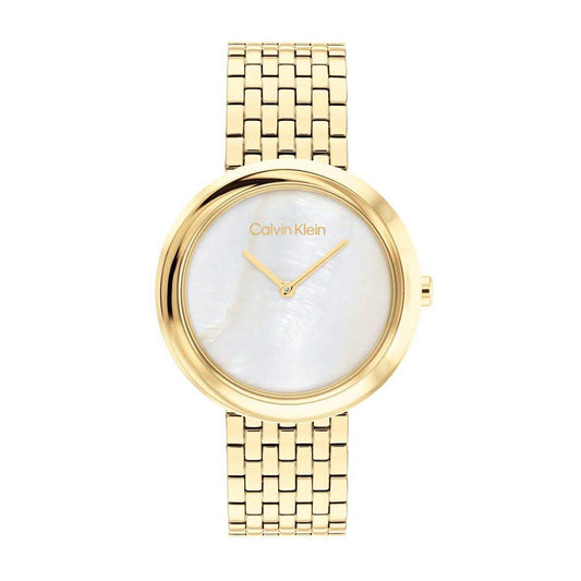 Calvin Klein Twisted Bezel Gold Stainless Steel Bracelet