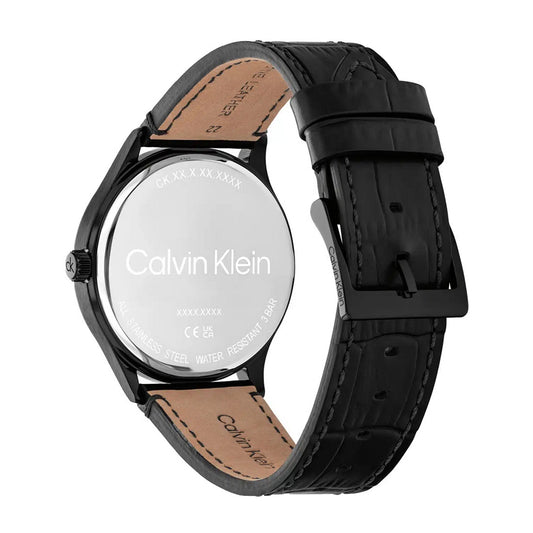 Calvin Klein Tailored Ανδρικό Ρολόι Μπαταρίας με Μαύρο Δερμάτινο Λουράκι 25200555