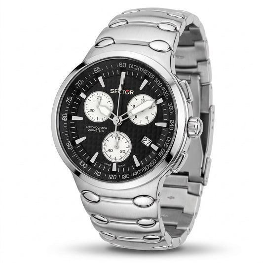 Ανδρικό Ρολόι Sector Chronograph Ασημί με Μαύρο Καντράν