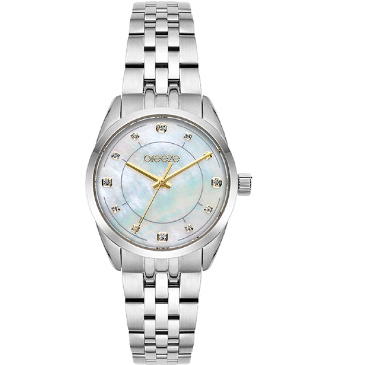 Breeze Γυναικείο Ρολόι με Ασημί Μπρασελέ και Mother of Pearl Καντράν