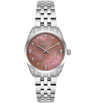 Breeze Γυναικείο Ρολόι με Ασημί Μπρασελέ και Ροζ Mother of Pearl Καντράν 612611.5