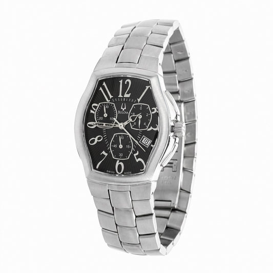 Ανδρικό Ρολόι Bulova Chronograph Ασημί με Μαύρο Καντράν