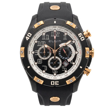 Ανδρικό Ρολόι Elgin Chronograph Μαύρο με Rose Gold Λεπτομέρειες