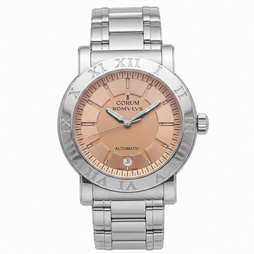 Ανδρικό Ρολόι Corum Romvlvs Automatic Ασημί με Σομόν Καντράν και Μεταλλικό Μπρασελέ