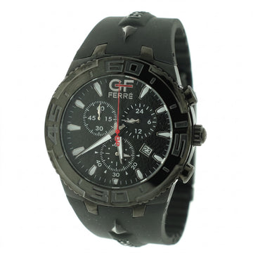Ανδρικό Ρολόι GF Ferre Total Black Chronograph με Μαύρο Λουράκι Σιλικόνης