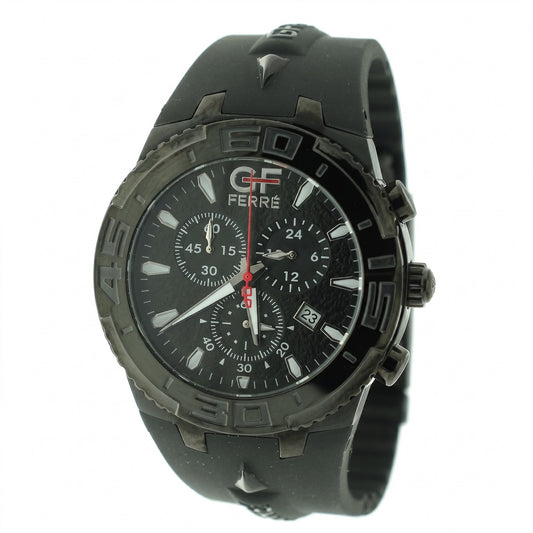 Ανδρικό Ρολόι GF Ferre Total Black Chronograph με Μαύρο Λουράκι Σιλικόνης