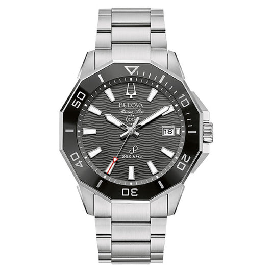 Ρολόι Ανδρικό Bulova Marine Star Ασημί με Μαύρο Καντράν 96B434