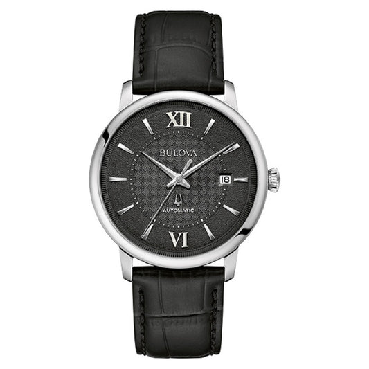 Ρολόι Ανδρικό Bulova Automatic με Μαύρο Δερμάτινο Λουράκι 96B441