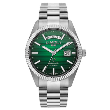 Roamer Primeline Daydate II Silver Stainless Steel Bracelet