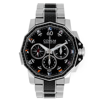Ανδρικό Ρολόι Corum Admiral’s Cup Chronograph Μαύρο με Ατσάλινο Μπρασελέ