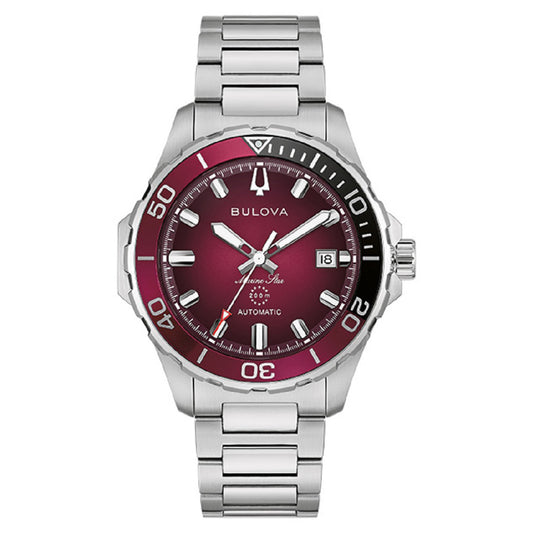 Ρολόι Ανδρικό Bulova Marine Star Automatic Ασημί με Κόκκινο Καντράν 98B472