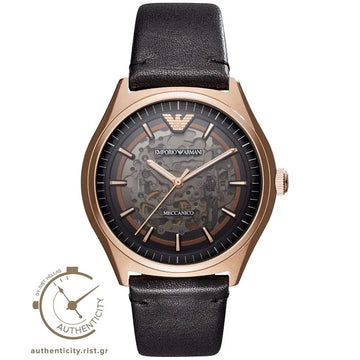 Emporio Armani Zeta Automatic Black Leather Strap