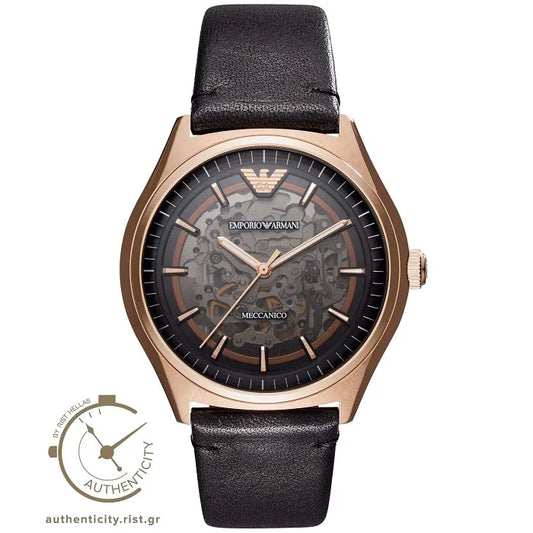 Emporio Armani Zeta Automatic Black Leather Strap