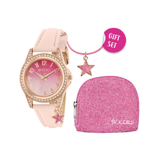 Tikkers BoxSet Crystals Pink Leather Strap