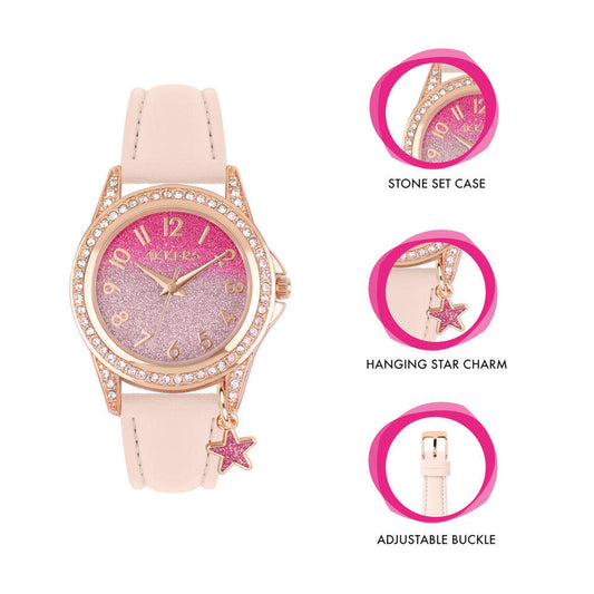 Tikkers BoxSet Crystals Pink Leather Strap