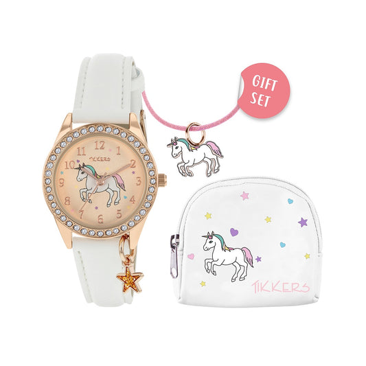 Tikkers BoxSet Crystals White Leather Strap
