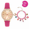 Tikkers Girls Crystals Fuchsia Leather Strap Gift Set