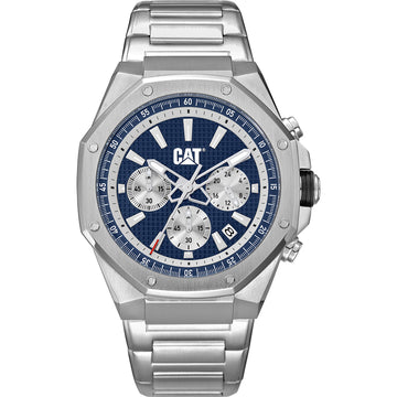 Ανδρικό Ρολόι Caterpillar Chronograph Ασημί με Μπλε Καντράν και Μεταλλικό Μπρασελέ