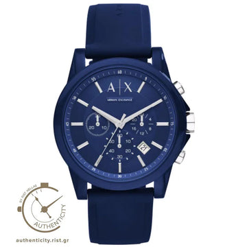 Armani Exchange Outerbanks Chronograph Blue Rubber Strap