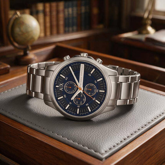 Armani Exchange Hampton Chronograph Silver Stainless Steel Bracelet