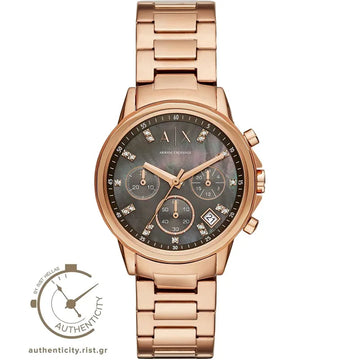 Armani Exchange Lady Banks Chronograph Rose Gold Stainless Steel Bracelet
