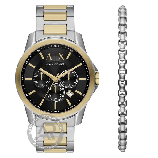 Armani Exchange Banks  Chronograph Two Tone Stainless Steel Bracelet
