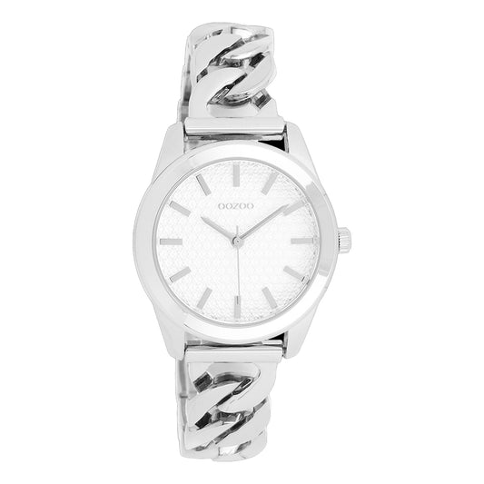 Oozoo Γυναικείο Ρολόι 32mm Μπαταρίας με Ασημί Μεταλλικό Μπρασελέ C11418