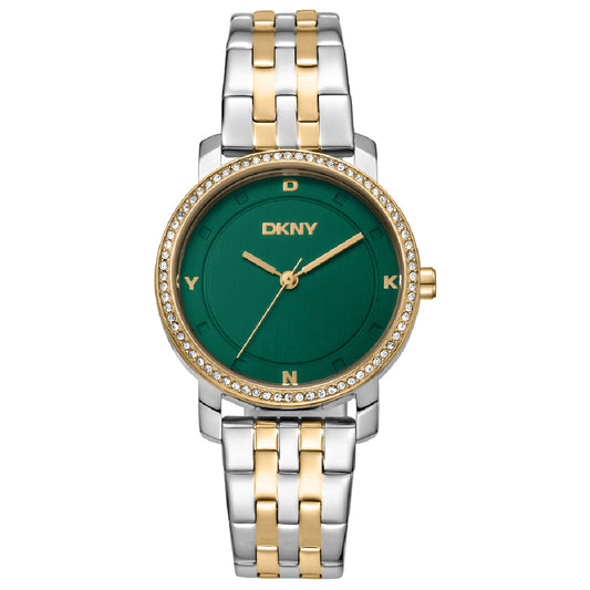 Ρολόι Γυναικείο DKNY Δίχρωμο Πράσινο με Κρύσταλλα DK1L065M0075