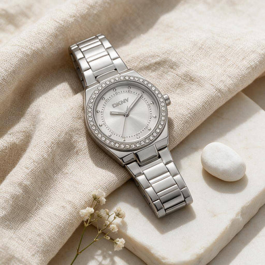 Ρολόι Γυναικείο DKNY Ασημί με Κρύσταλλα DK1L100M0045