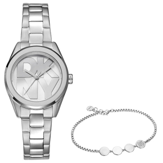 DKNY Γυναικείο Ρολόι Quartz με Ασημί Μπρασελέ & Logo Dial DK1L145M0035