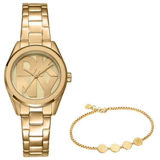 DKNY  Γυναικείο Ρολόι Quartz με Χρυσό Μπρασελέ & Logo Dial DK1L145M0055