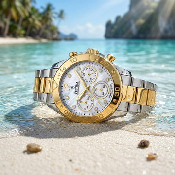 Festina Crystals Two Tone Stainless Steel Chronograph